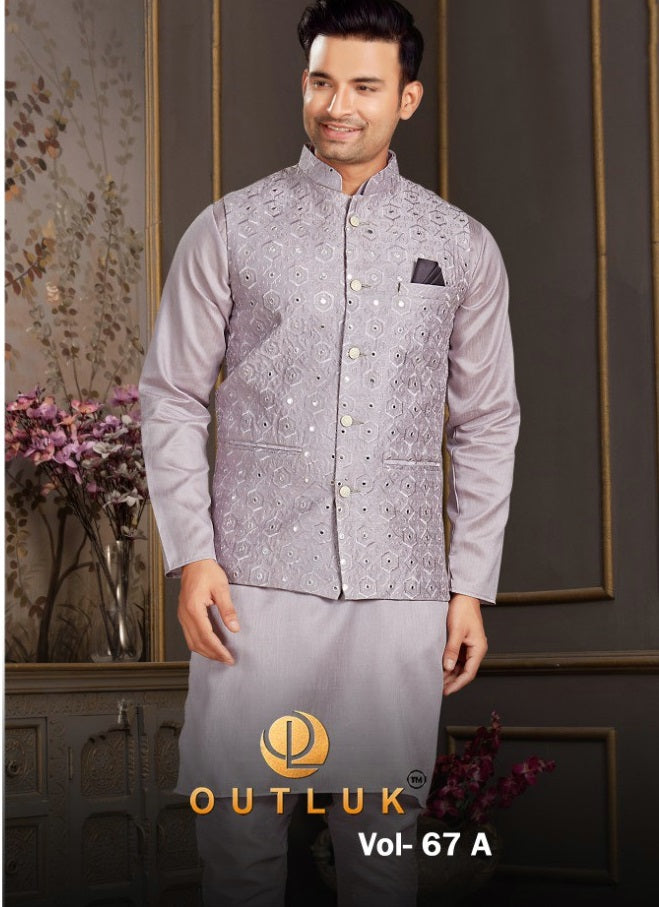 OUTLOOK VOL 67 A SILK CLASSIC LOOK KURTA WITH JACKET AND PAJAMA Anant Tex Exports Private Limited