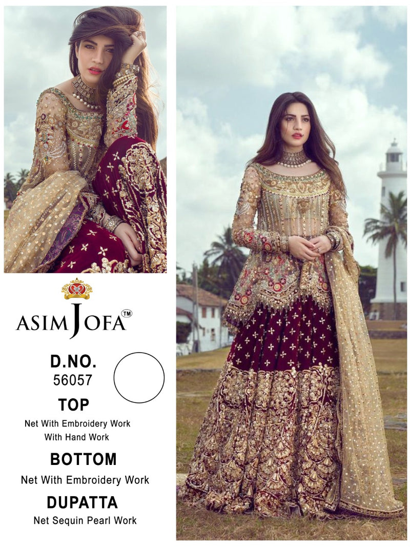 ASIM JOFA D NO 56057 A B C D BUTTERFLY NET WITH HEAVY EMBROIDERY SUIT Anant Tex Exports Private Limited