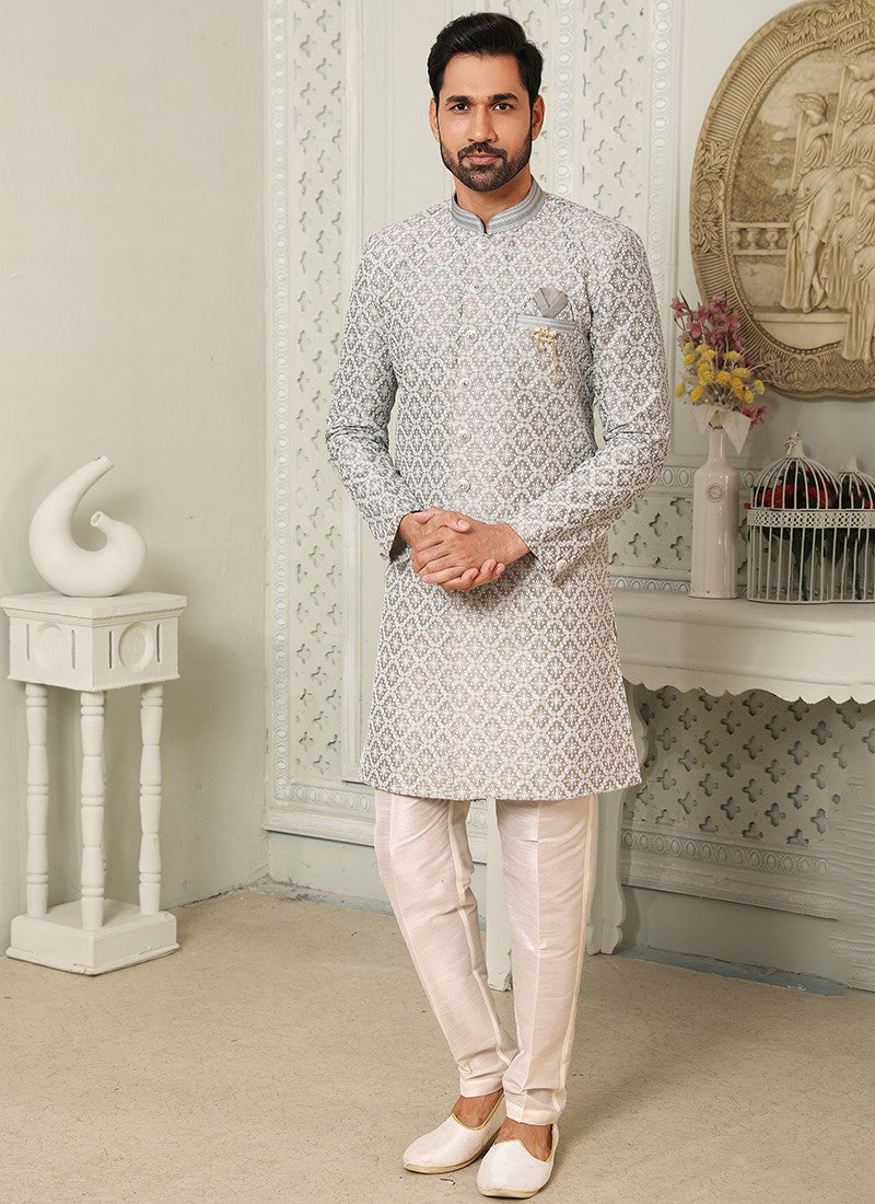 Traditional Lucknowi White GTC- Nawabi Sherwani at Rs 14995/piece in Mumbai