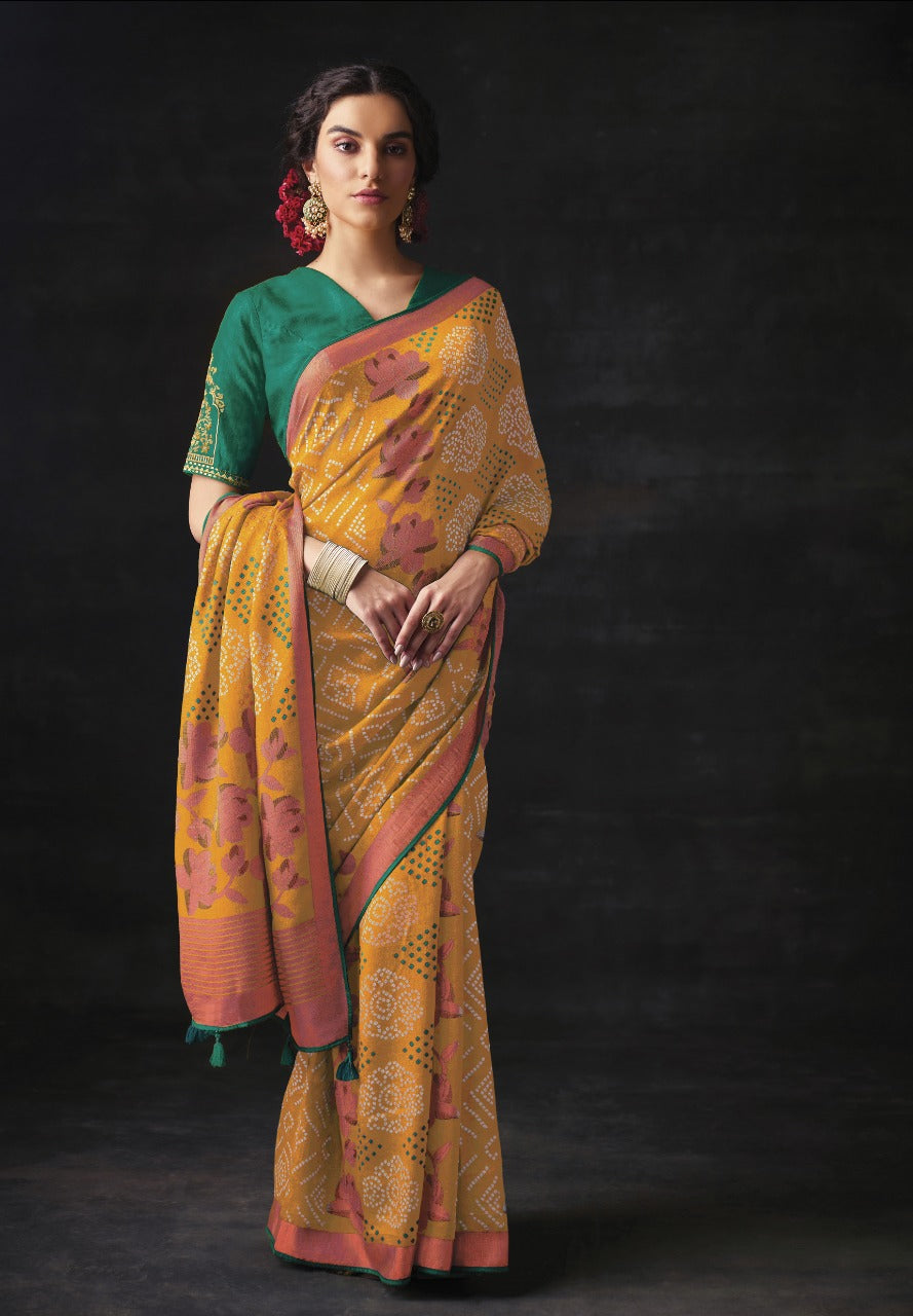 DESIGNER BRASSO BANDHANI SAREE Anantexports