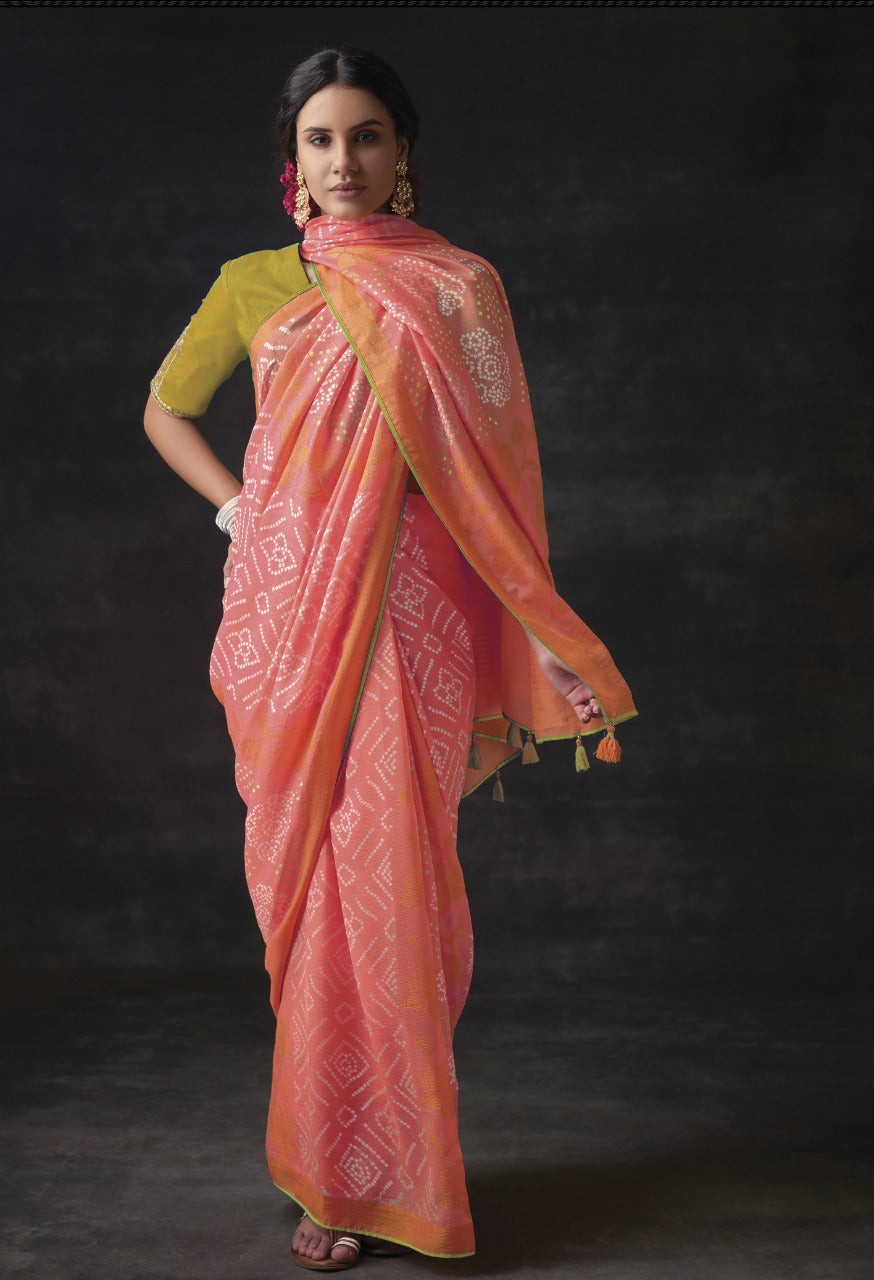 DESIGNER BRASSO BANDHANI SAREE Anantexports