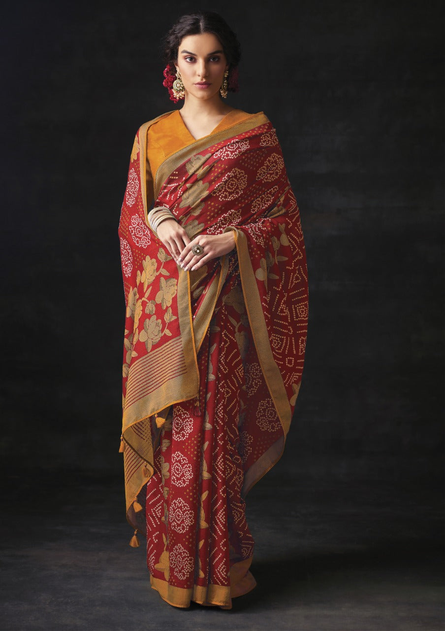 DESIGNER BRASSO BANDHANI SAREE Anantexports