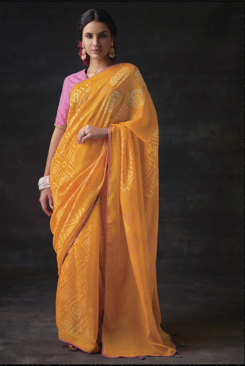 DESIGNER BRASSO BANDHANI SAREE Anantexports