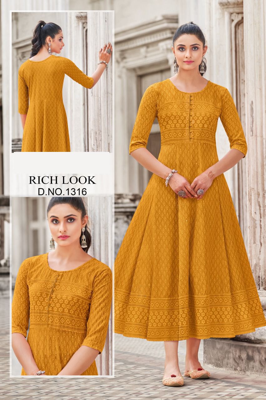 Party wear Kurti Rich Look 1301 Anantexports