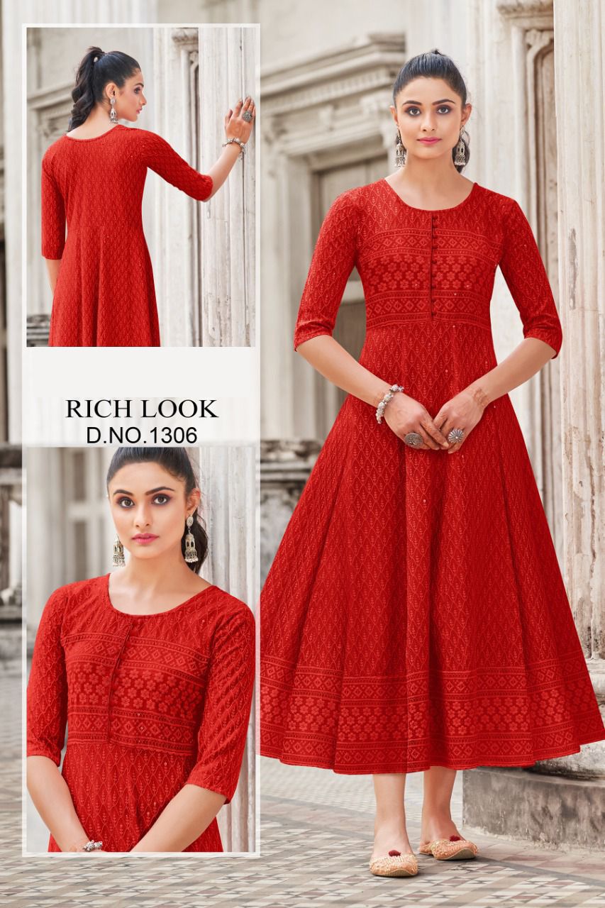 Party wear Kurti Rich Look 1301 Anantexports