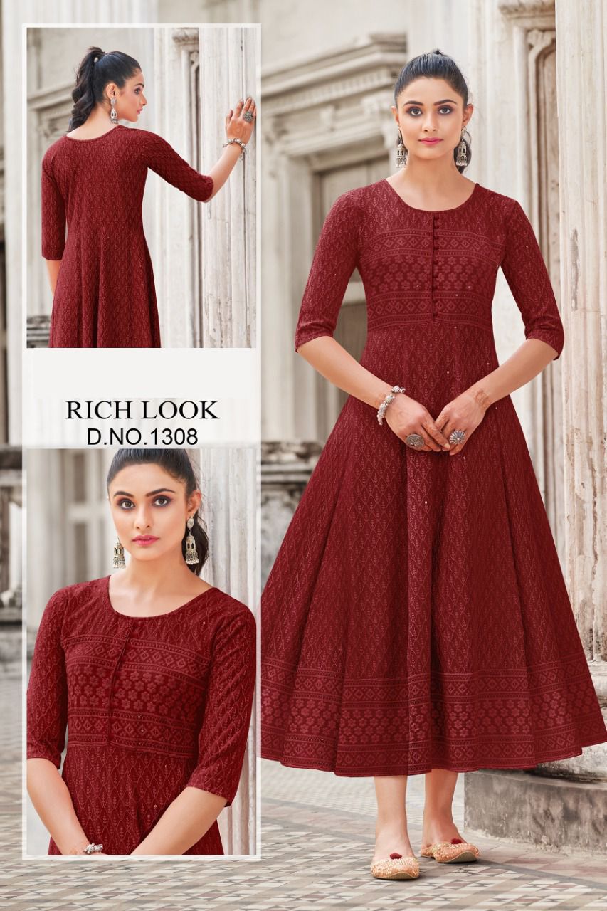 Party wear Kurti Rich Look 1301 Anantexports