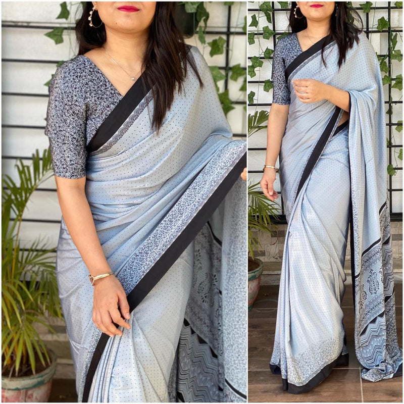 Silk Crape Uniform Printed Saree Anantexports