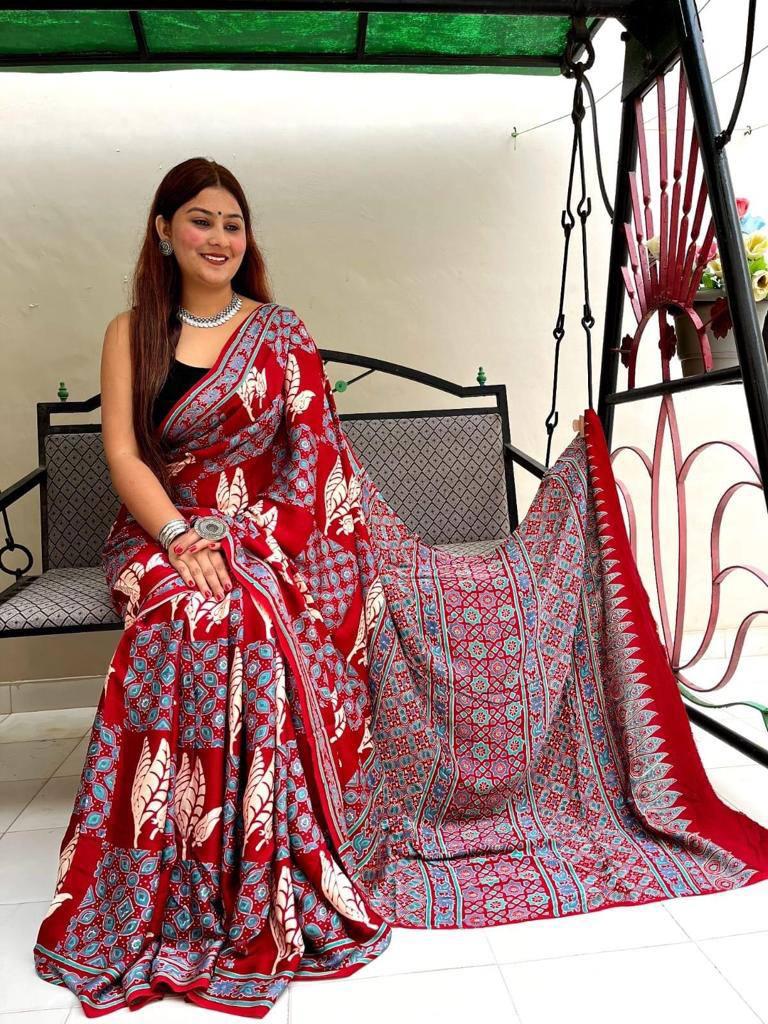 Ajrakh Digital Print Saree Anantexports