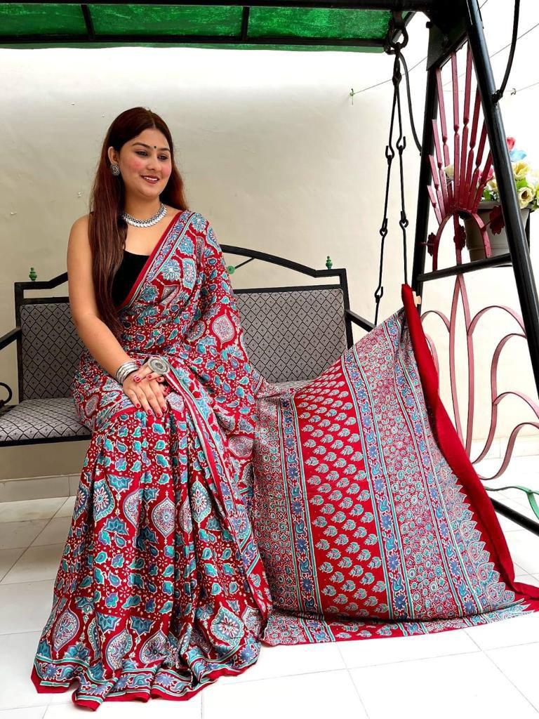 Ajrakh Digital Print Saree Anantexports