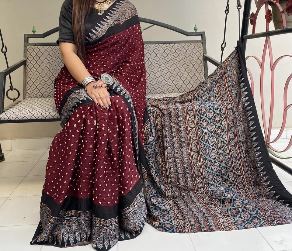 Ajrakh Digital Print Saree Anantexports