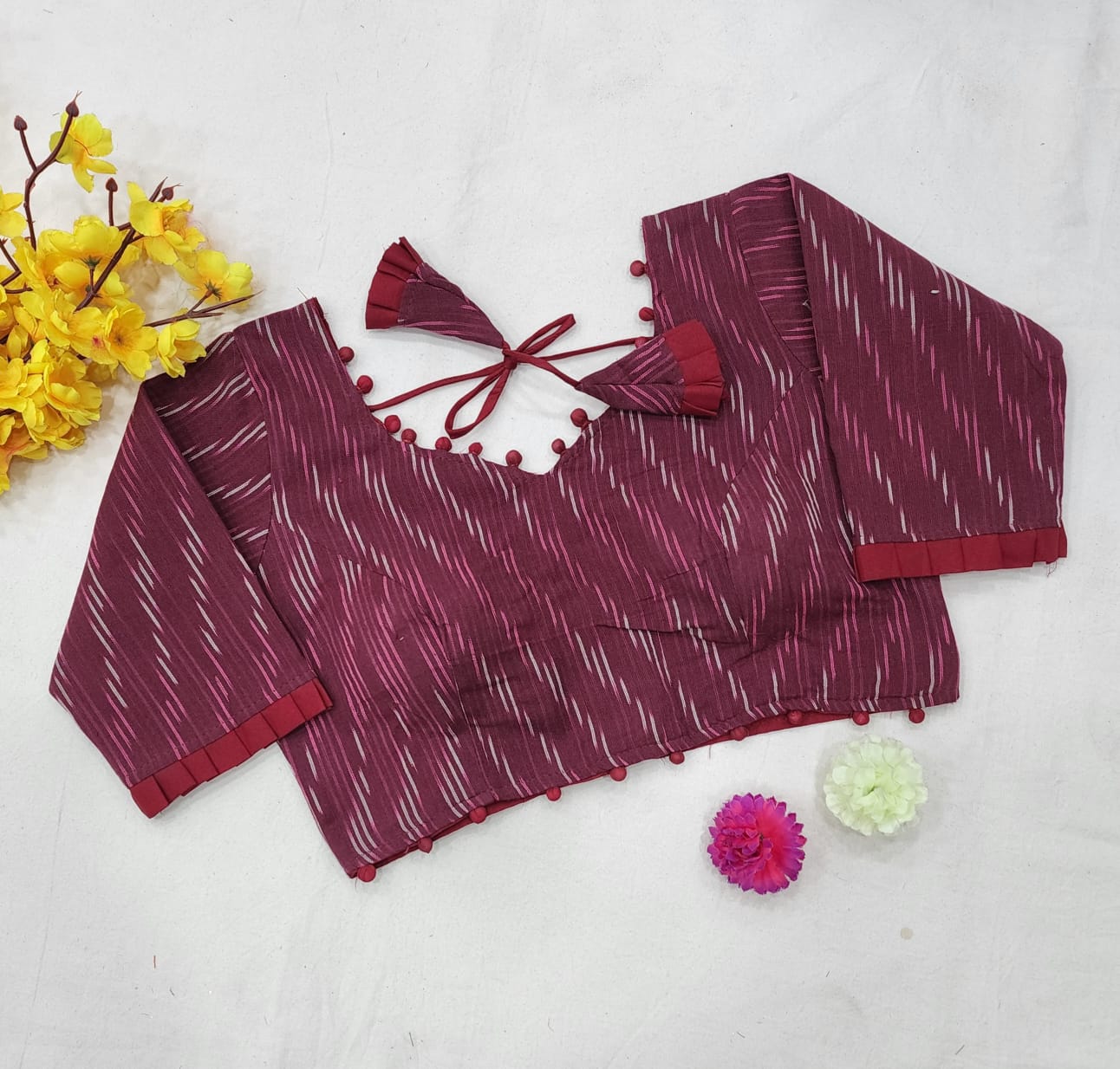 Readymade Pure Ikat Weaving Fabric Blouse Anantexports