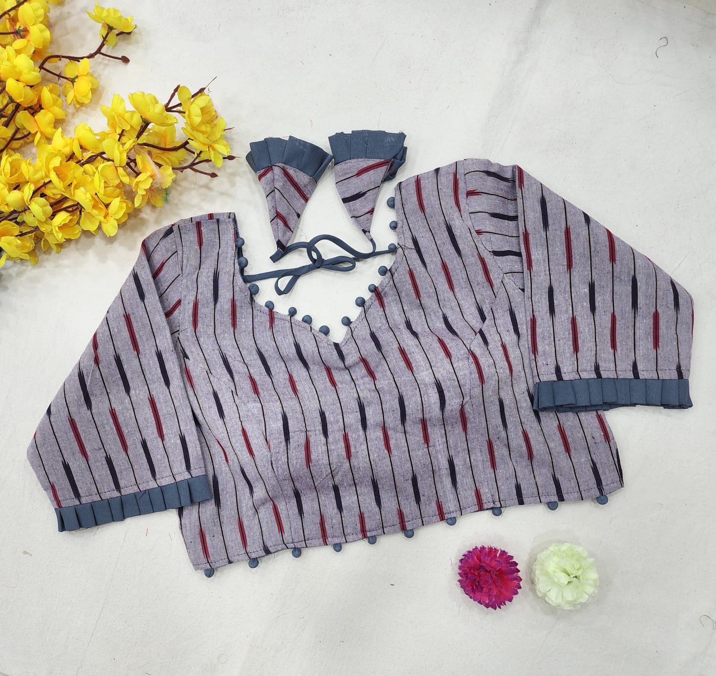 Readymade Pure Ikat Weaving Fabric Blouse Anantexports