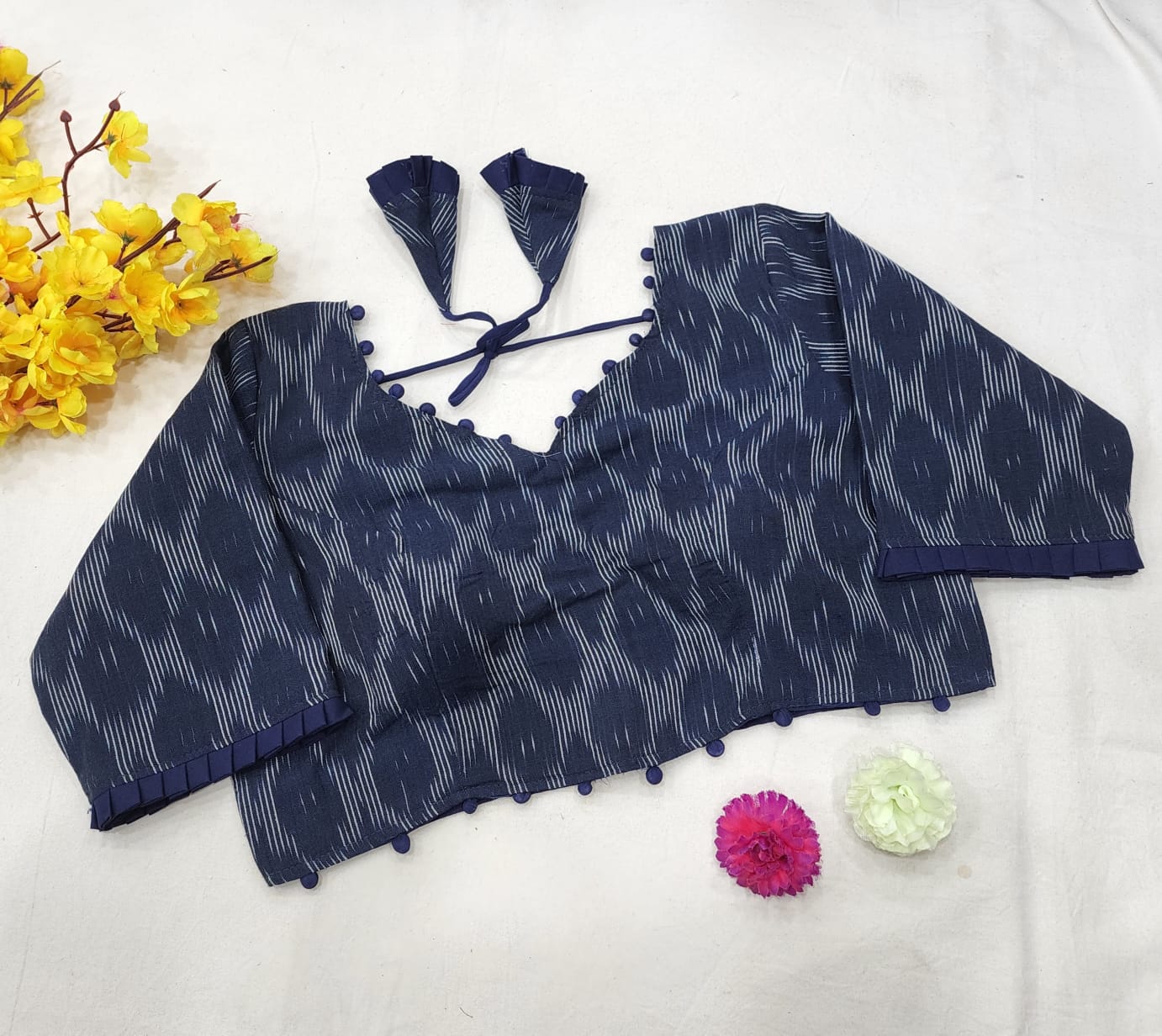 Readymade Pure Ikat Weaving Fabric Blouse Anantexports