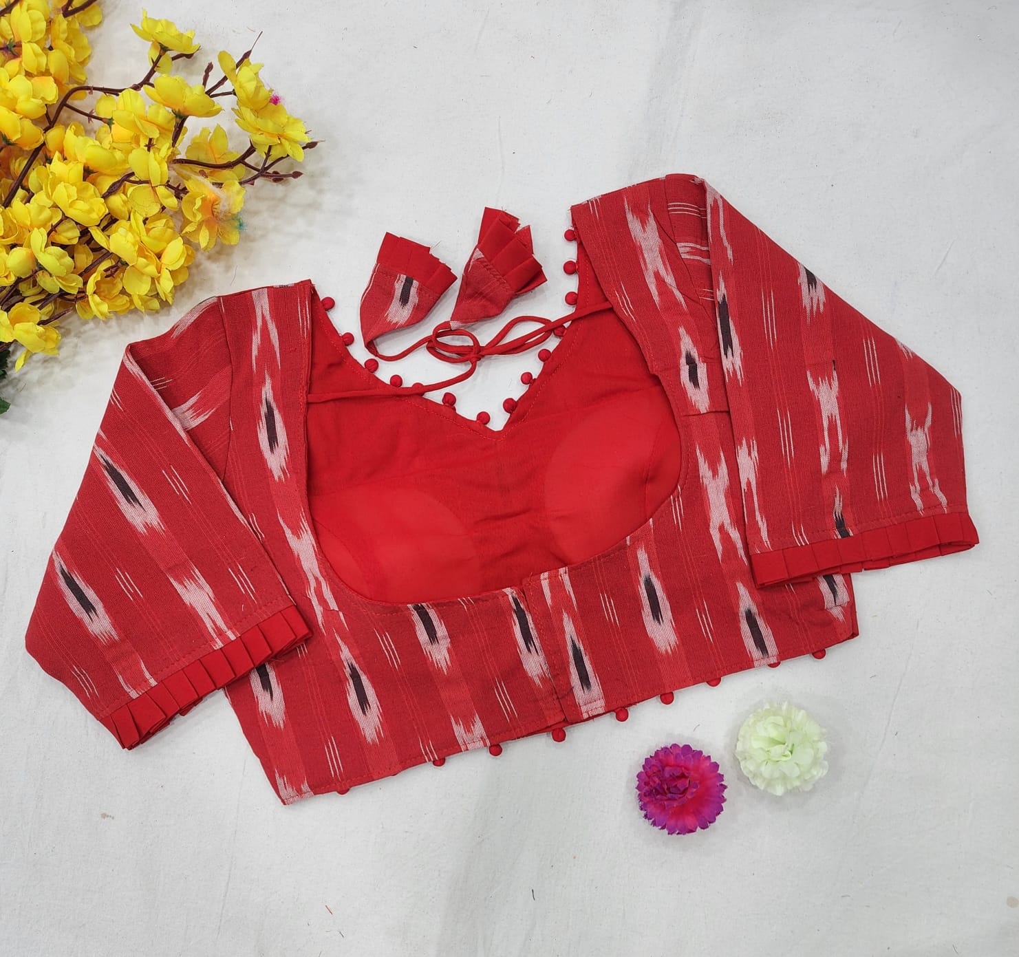 Readymade Pure Ikat Weaving Fabric Blouse Anantexports