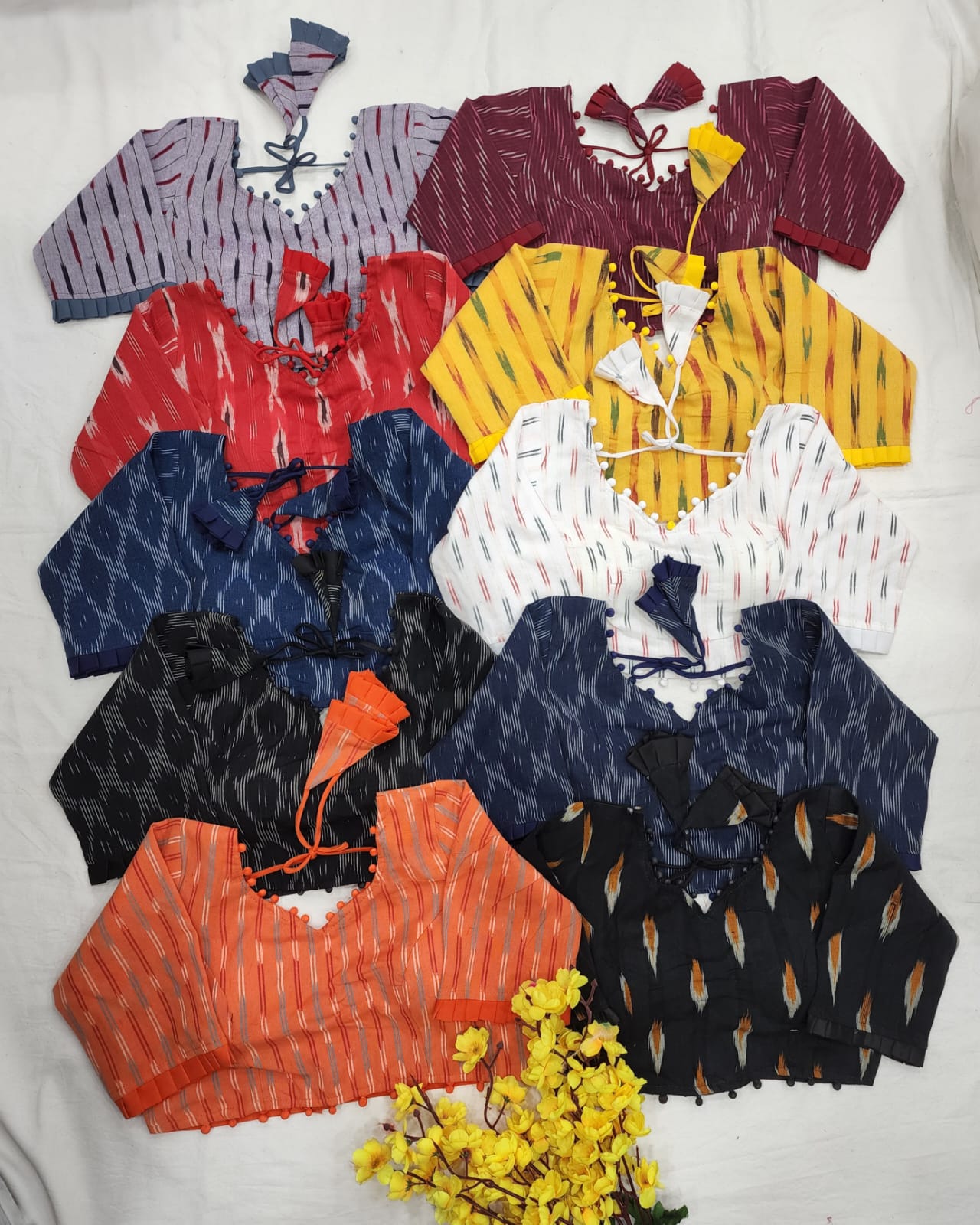 Readymade Pure Ikat Weaving Fabric Blouse Anantexports