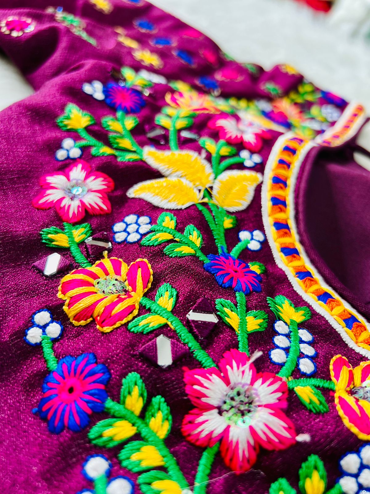 Navratri Special 11 Nidal Hand Work Long Sleeves Blouse Anantexports