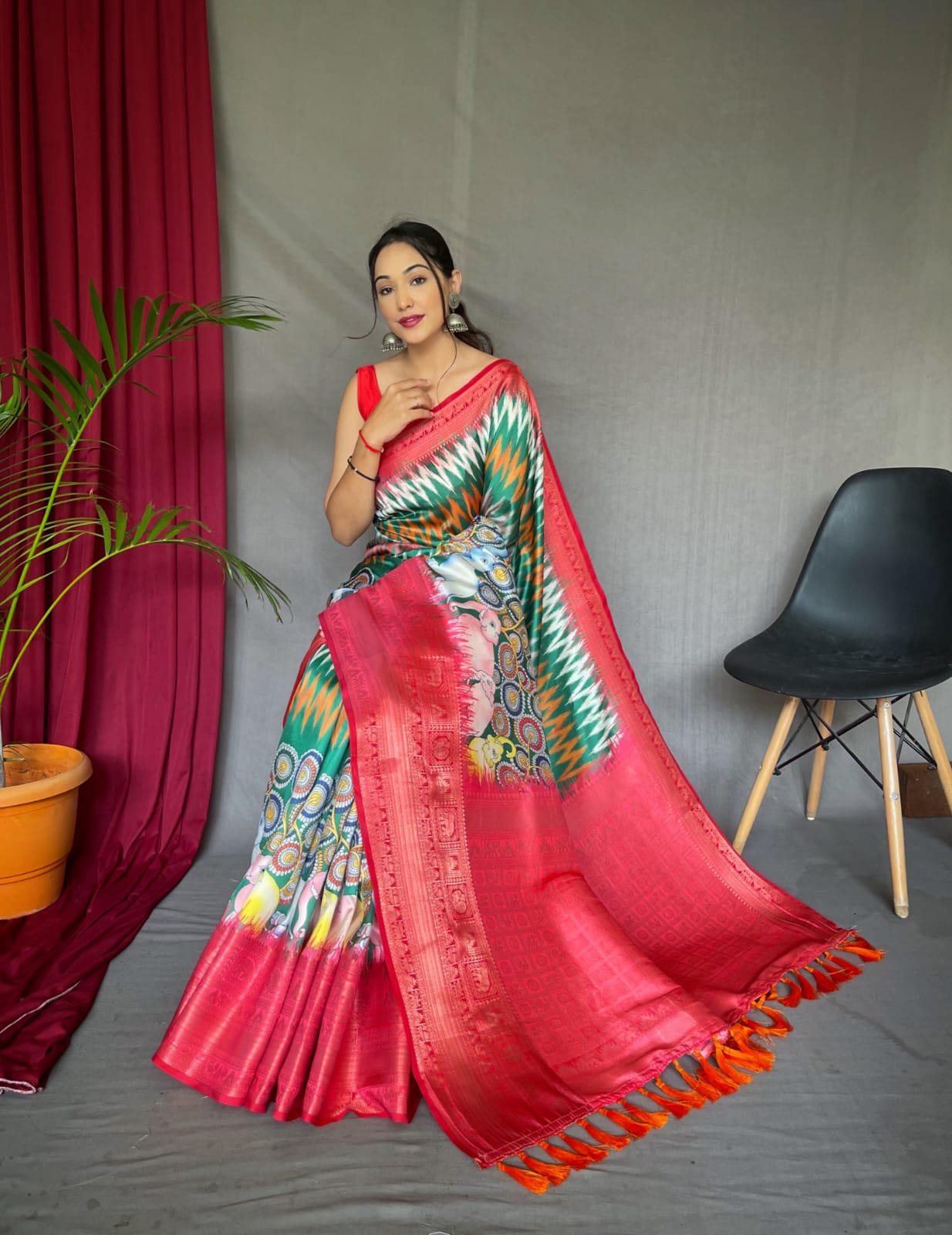 Pure kanchipuram Kalamkari Digital printed saree Anantexports
