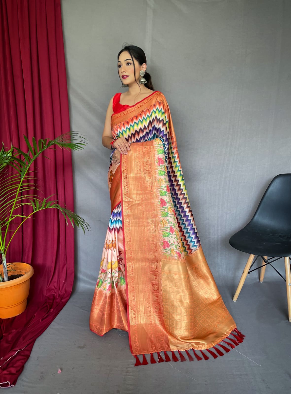 Pure kanchipuram Kalamkari Digital printed saree Anantexports