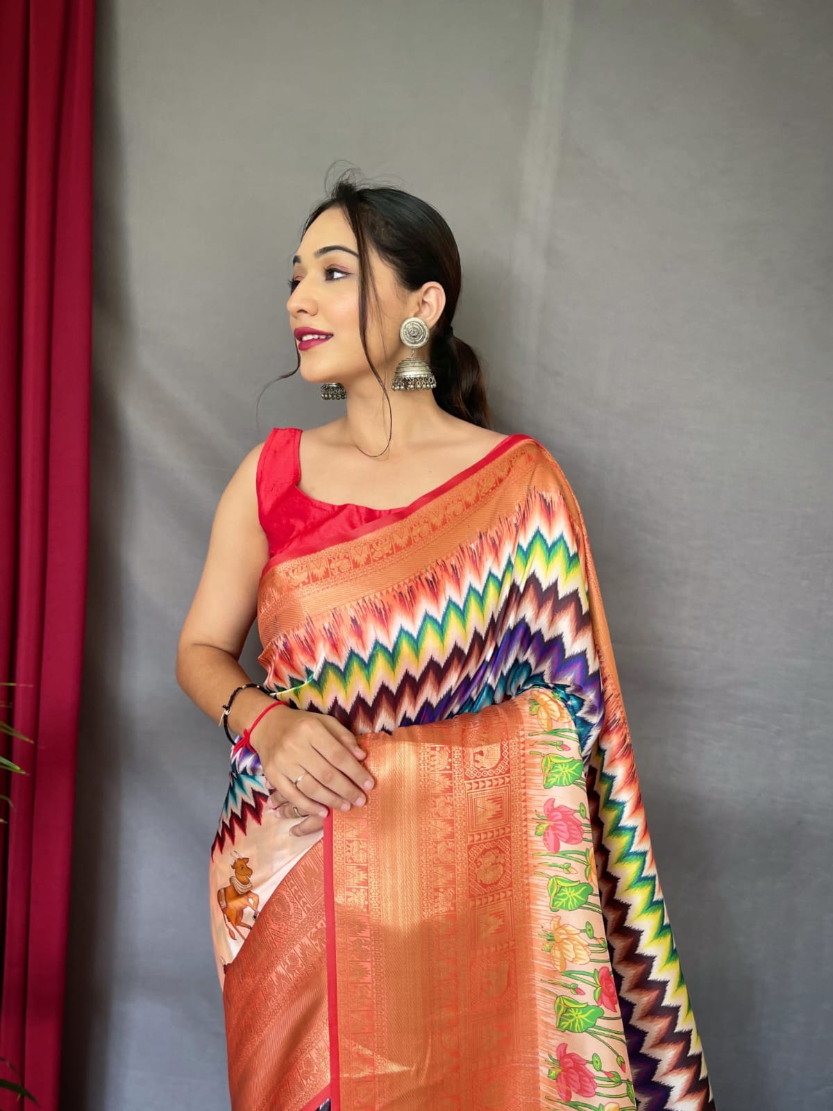 Pure kanchipuram Kalamkari Digital printed saree Anantexports