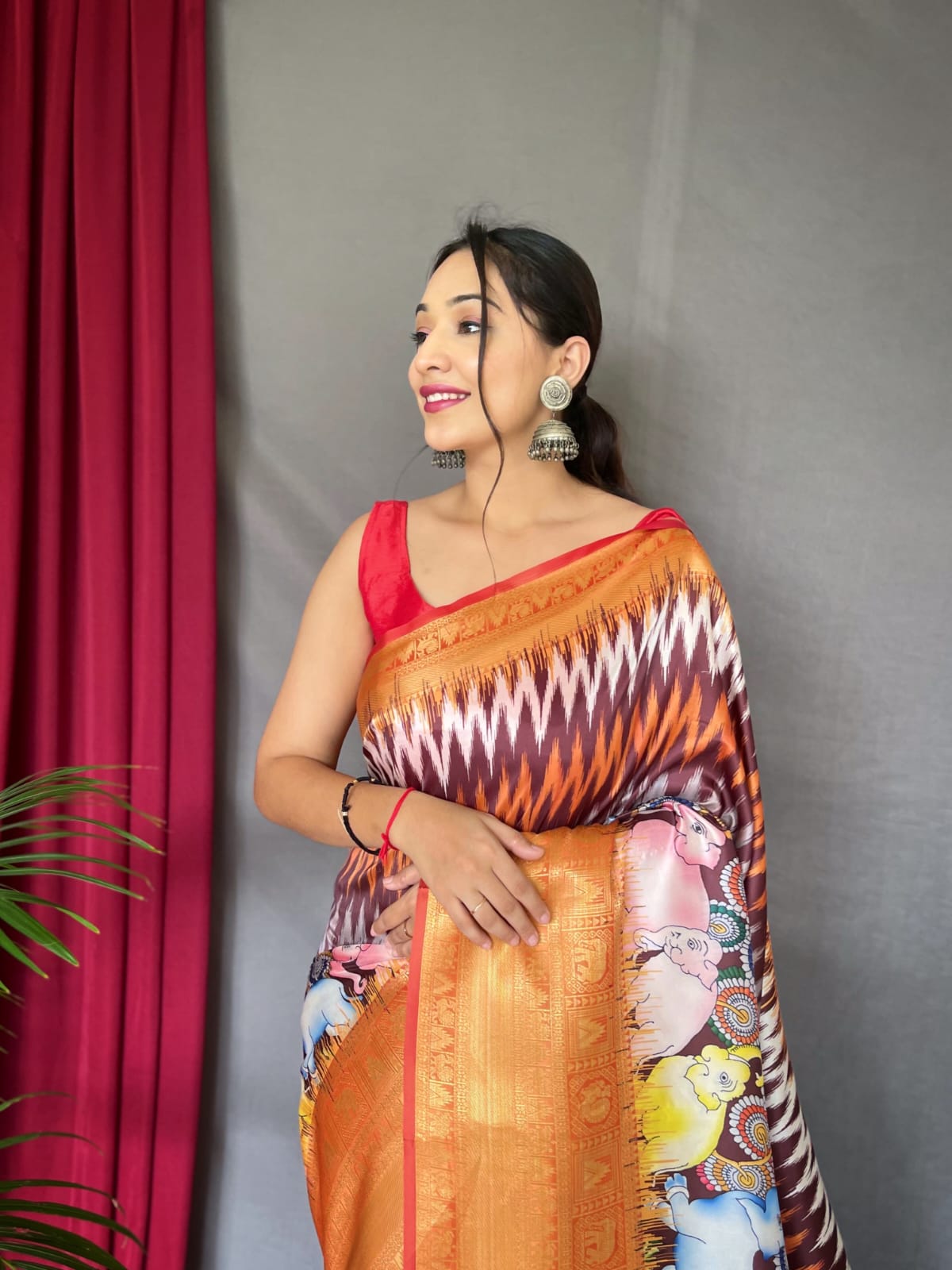 Pure kanchipuram Kalamkari Digital printed saree Anantexports