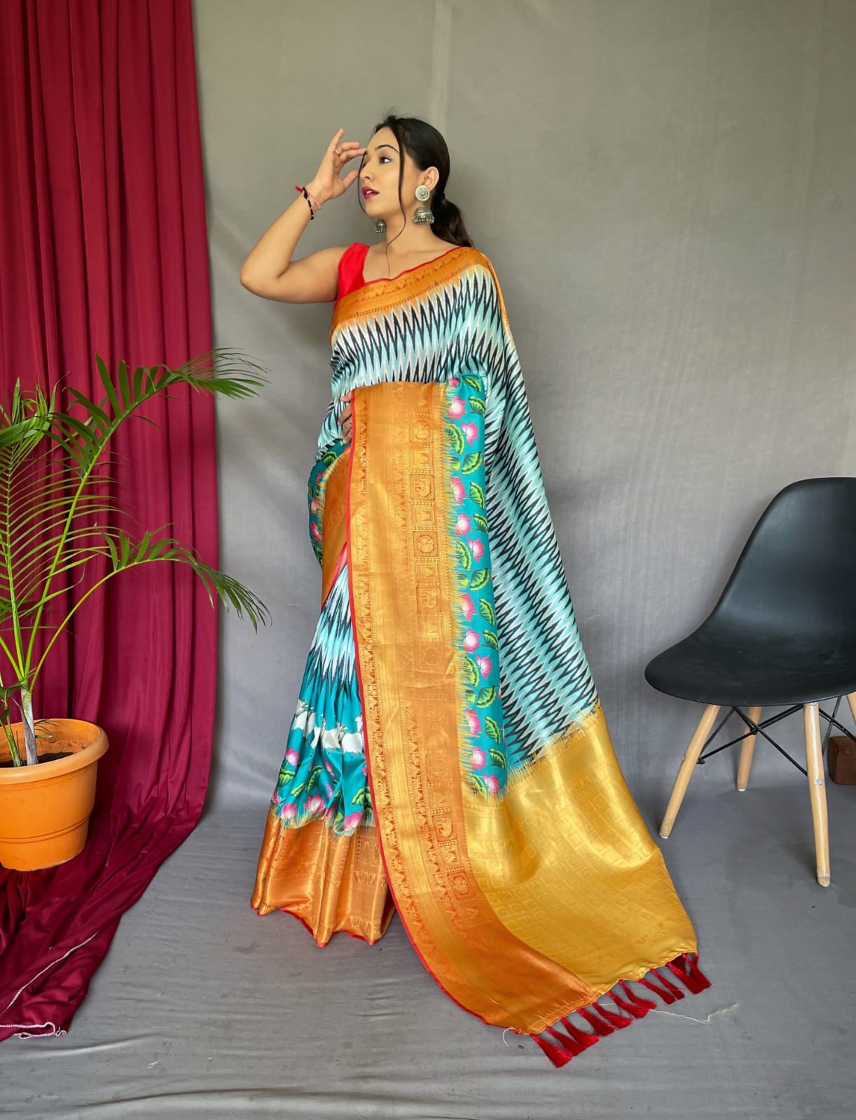 Pure kanchipuram Kalamkari Digital printed saree Anantexports