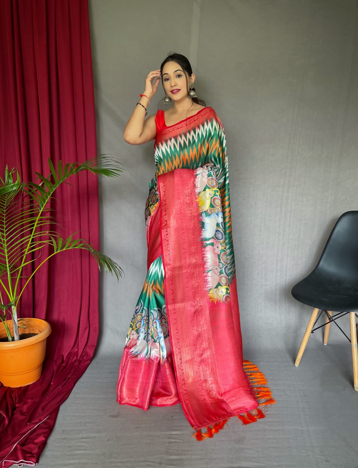 Pure kanchipuram Kalamkari Digital printed saree Anantexports