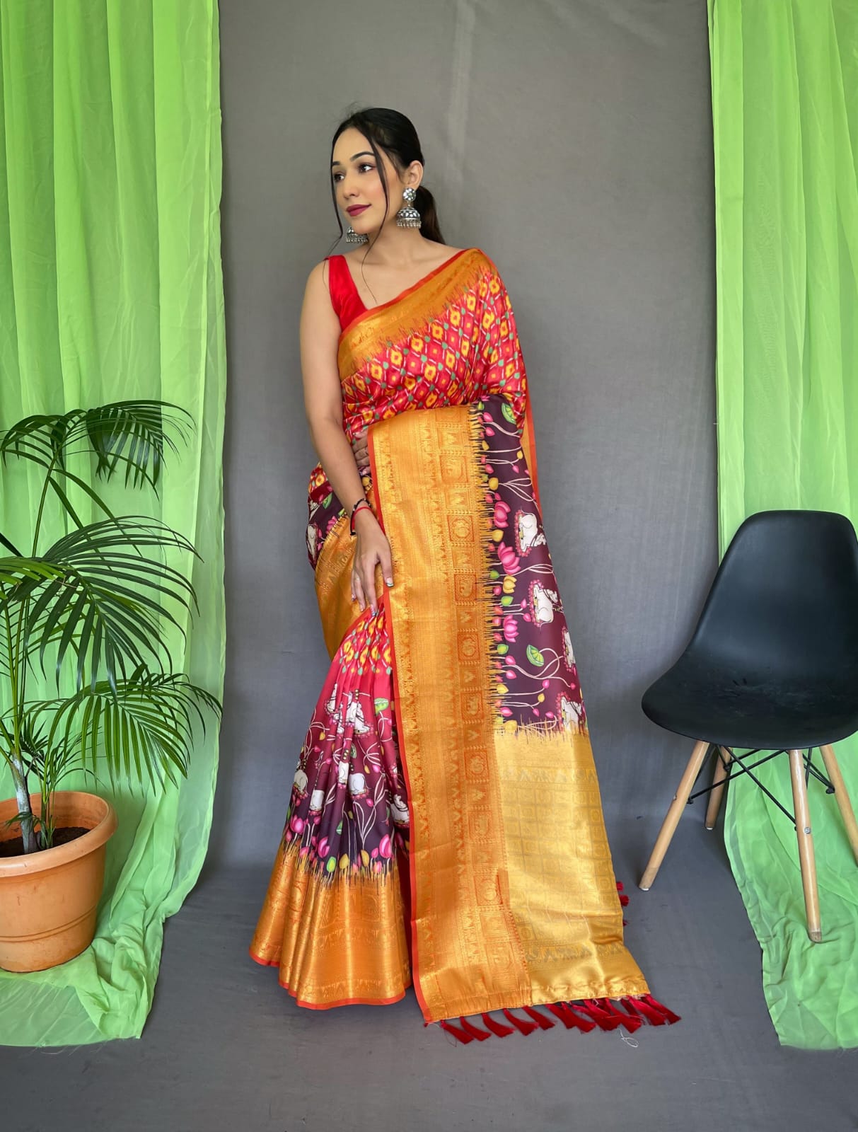 Pure kanchipuram Kalamkari Digital printed saree Anantexports