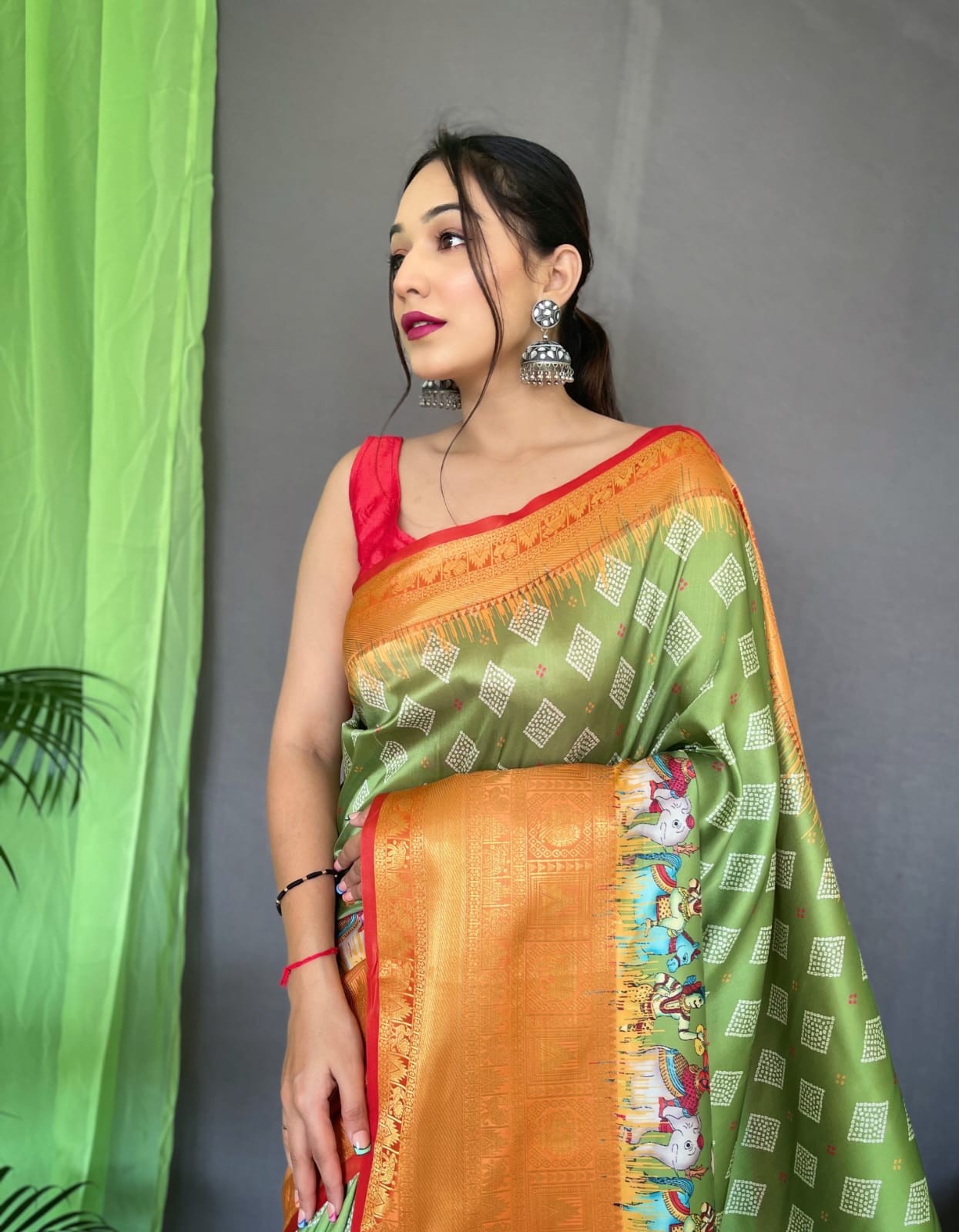 Pure kanchipuram Kalamkari Digital printed saree Anantexports