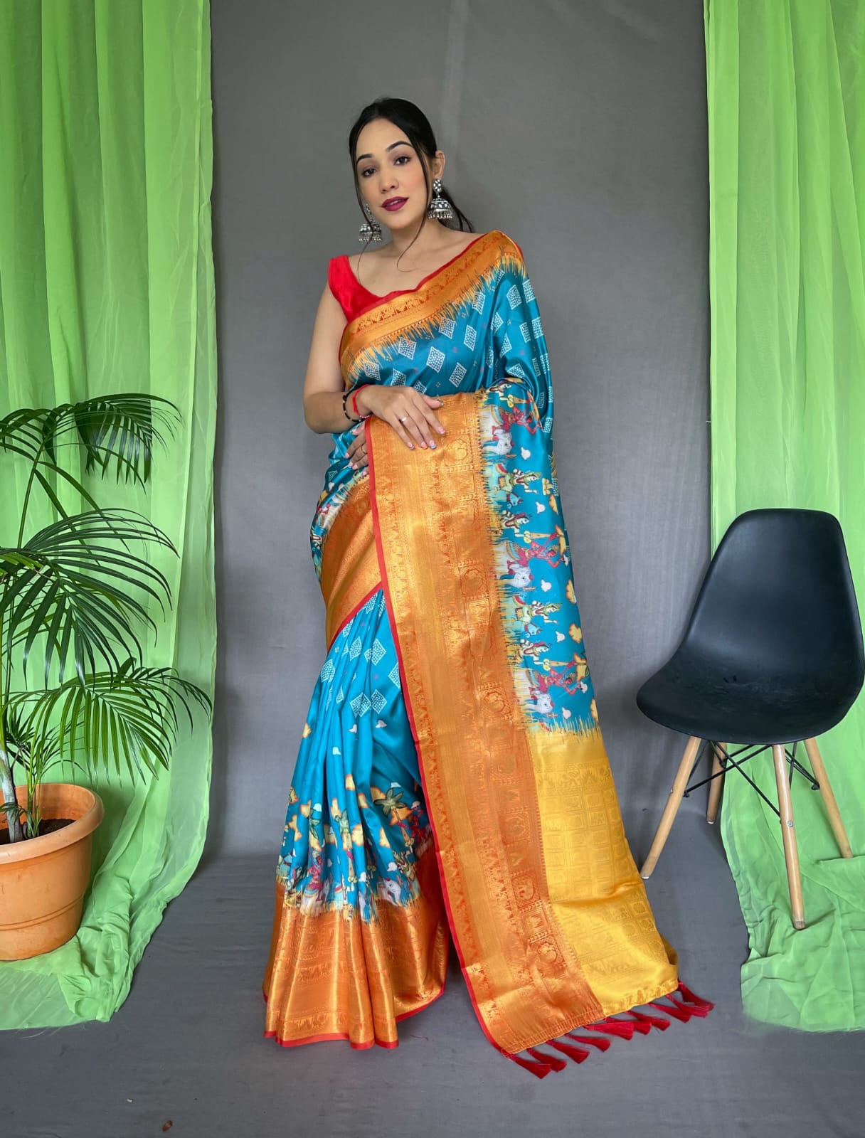 Pure kanchipuram Kalamkari Digital printed saree Anantexports