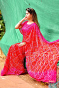Beautiful Manjri Block Print Bandhani Saree Anantexports