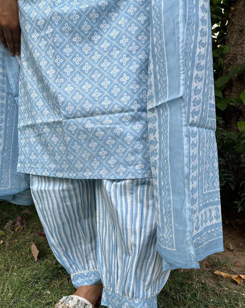 Beutiful Winter Pastel Colored Handblock Printed Kurti Pant Set  Anant Tex Exports Private Limited