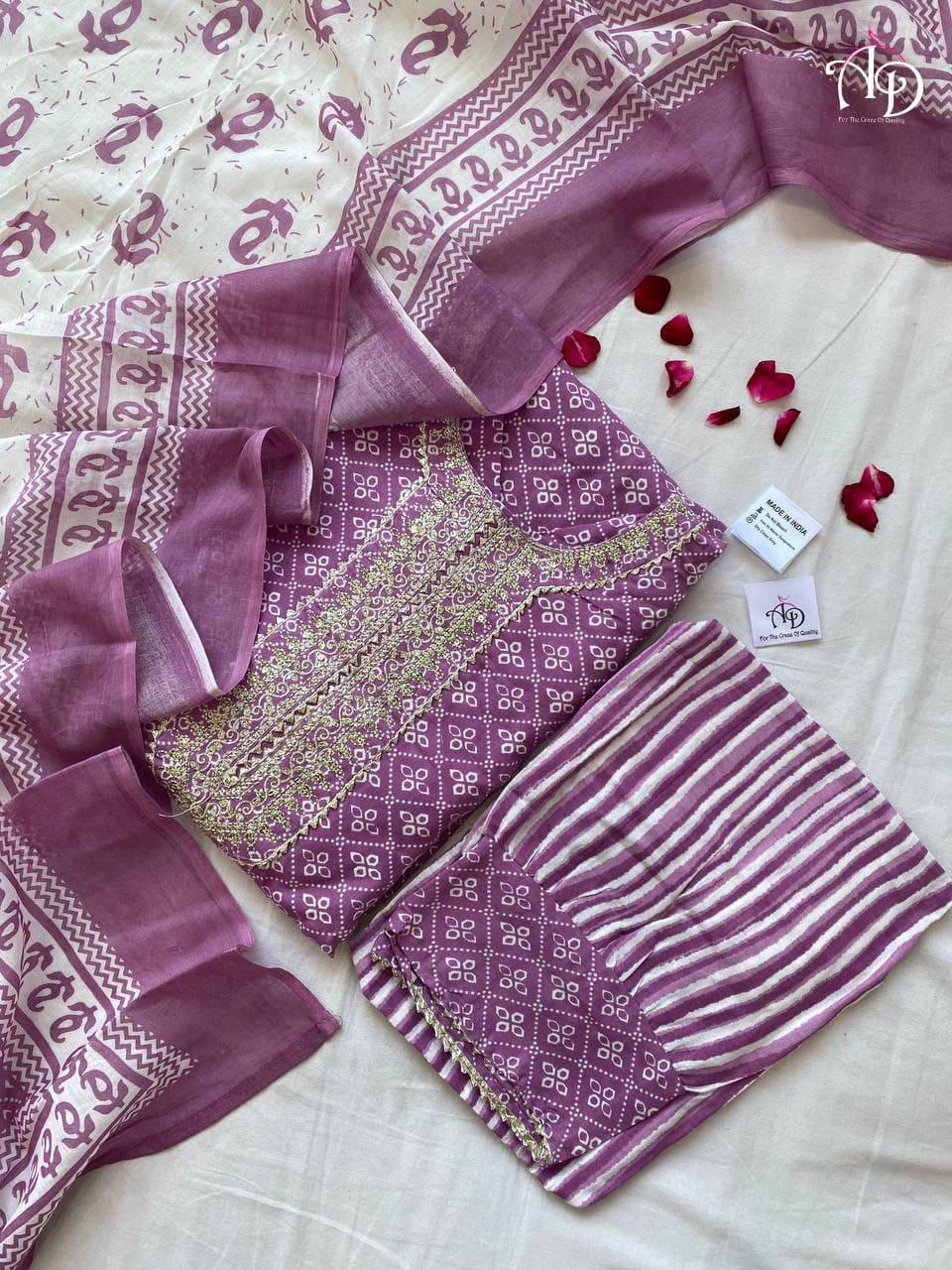 Beutiful Winter Pastel Colored Handblock Printed Kurti Pant Set  Anant Tex Exports Private Limited
