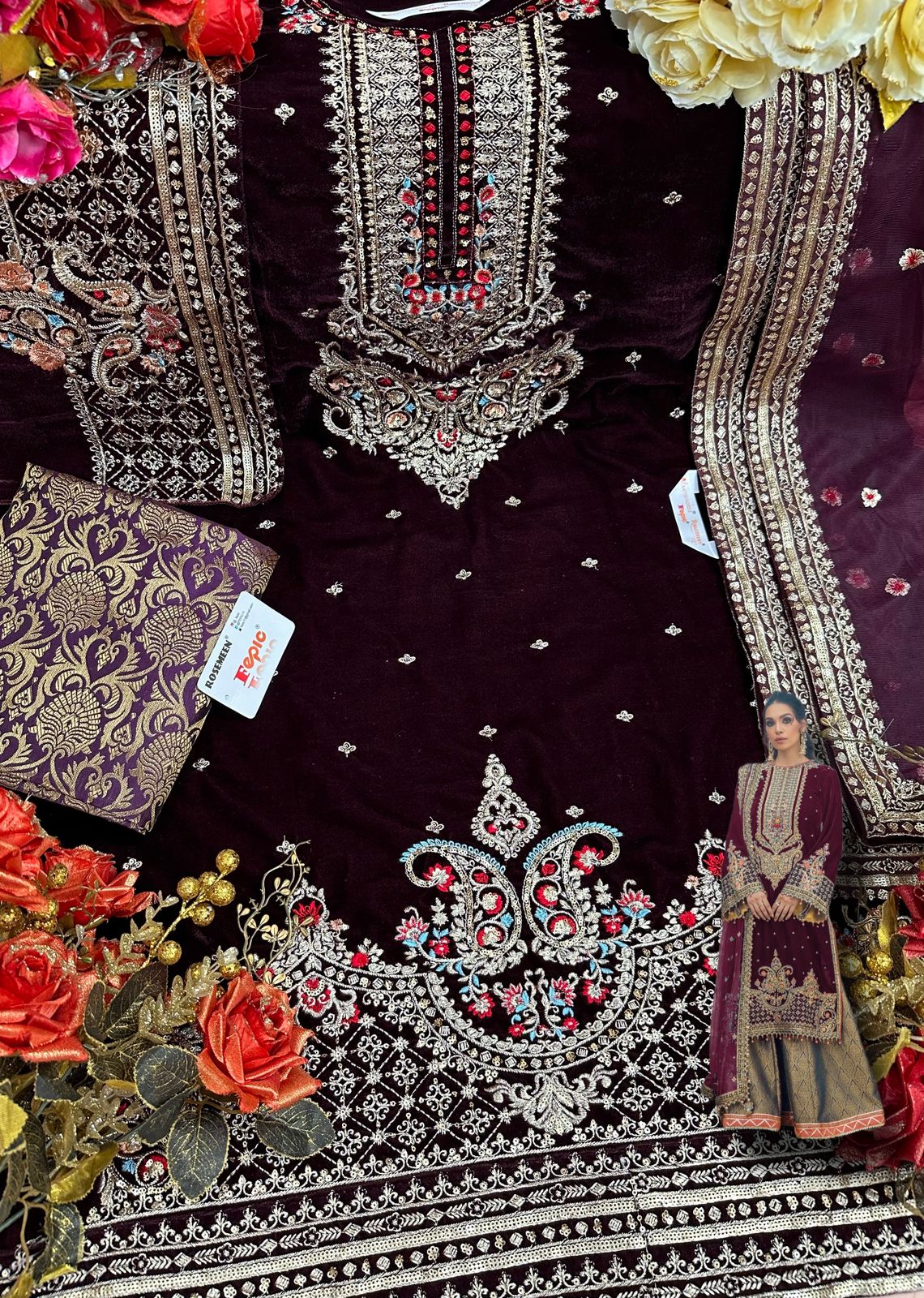 Beautiful Designer Fepic Rosemeen D 5221 Pakistani Suite  Anant Tex Exports Private Limited