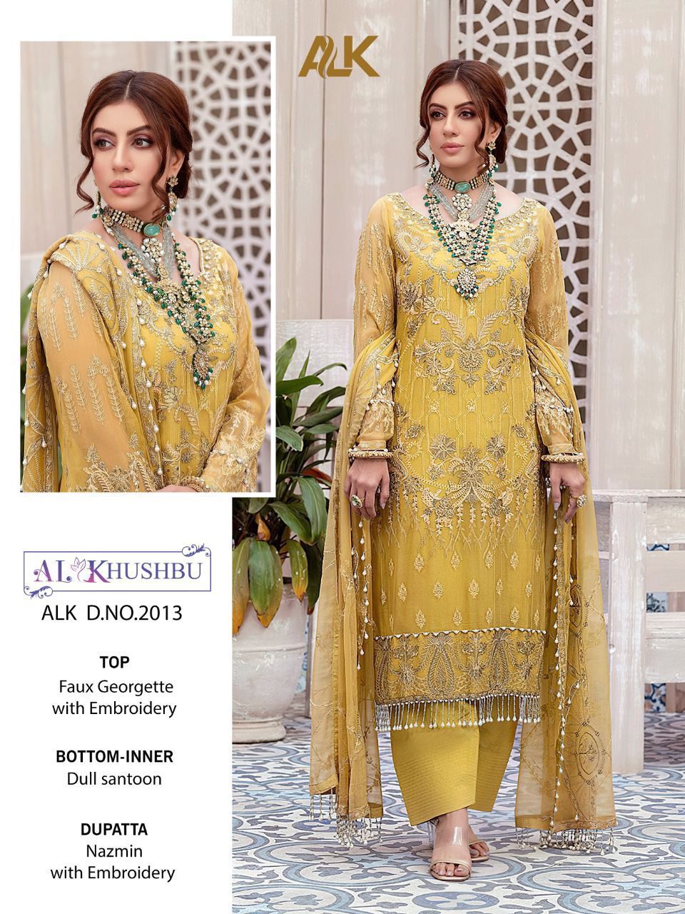 Beautiful Designer AL Khushbu ALK DNO 2013 Pakistani Suite Anant Tex Exports Private Limited