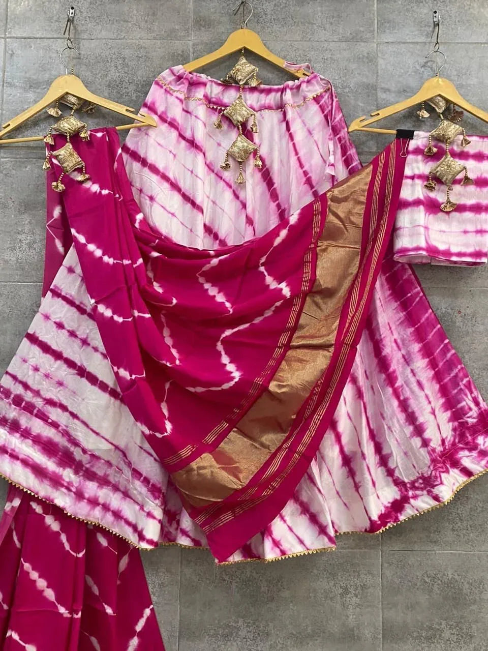Party Wear Pure Shibori Chaniya Choli with Heavy Gaji Both Side Lagdi Patta Duptta  Anant Tex Exports Private Limited