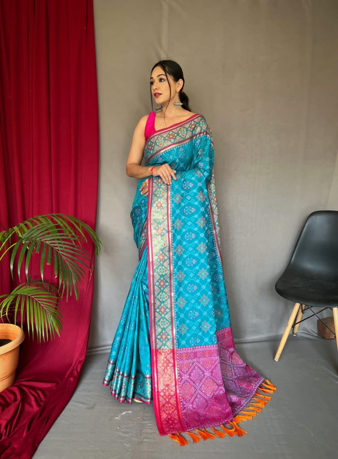 Beautiful Designer Rangeen Meenakari Patola Silk Saree Anant Tex Exports Private Limited
