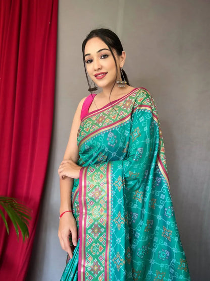 Beautiful Designer Rangeen Meenakari Patola Silk Saree Anant Tex Exports Private Limited