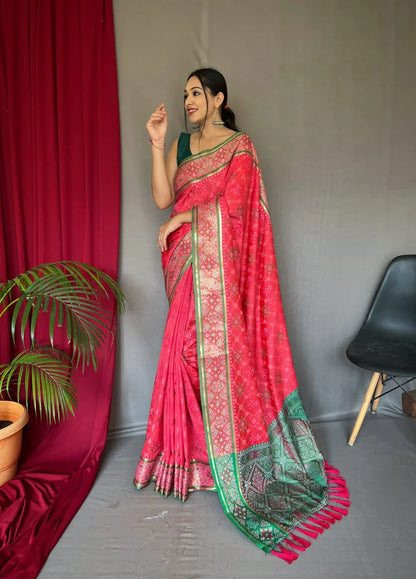 Beautiful Designer Rangeen Meenakari Patola Silk Saree Anant Tex Exports Private Limited