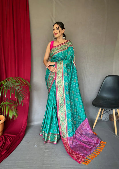 Beautiful Designer Rangeen Meenakari Patola Silk Saree Anant Tex Exports Private Limited
