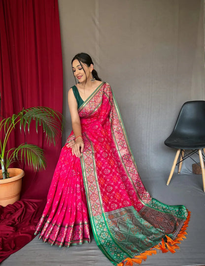 Beautiful Designer Rangeen Meenakari Patola Silk Saree Anant Tex Exports Private Limited