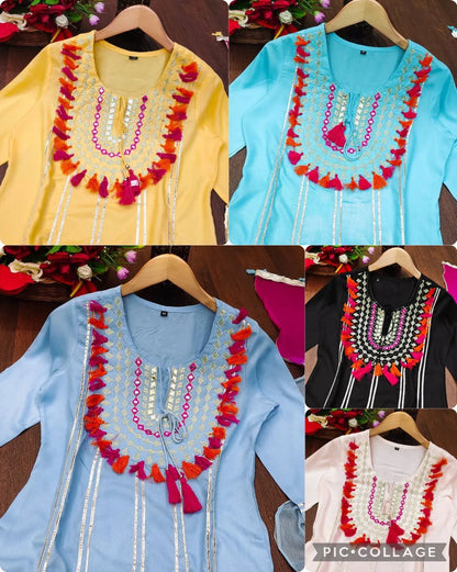 Party Wear Designer Kurti with Pent Gotta Patti Work Anant Tex Exports Private Limited