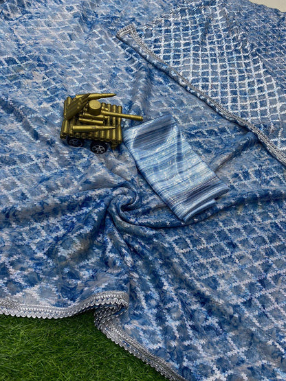 Party Designer Georgette Zari Jacquard Saree. Anant Tex Exports Private Limited