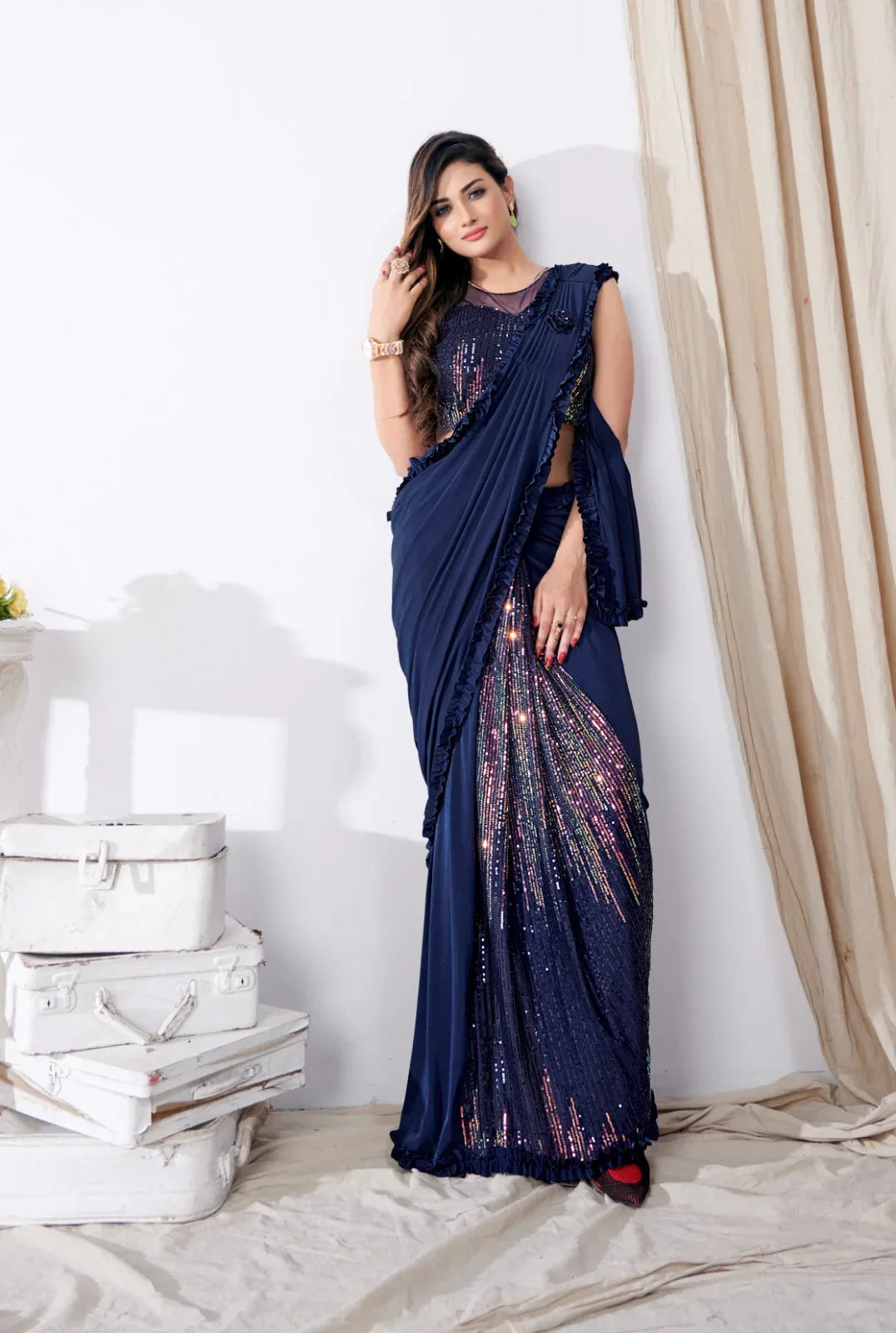 Partywear Designer Ready to Wear Saree Dno 101790 Anant Tex Exports Private Limited