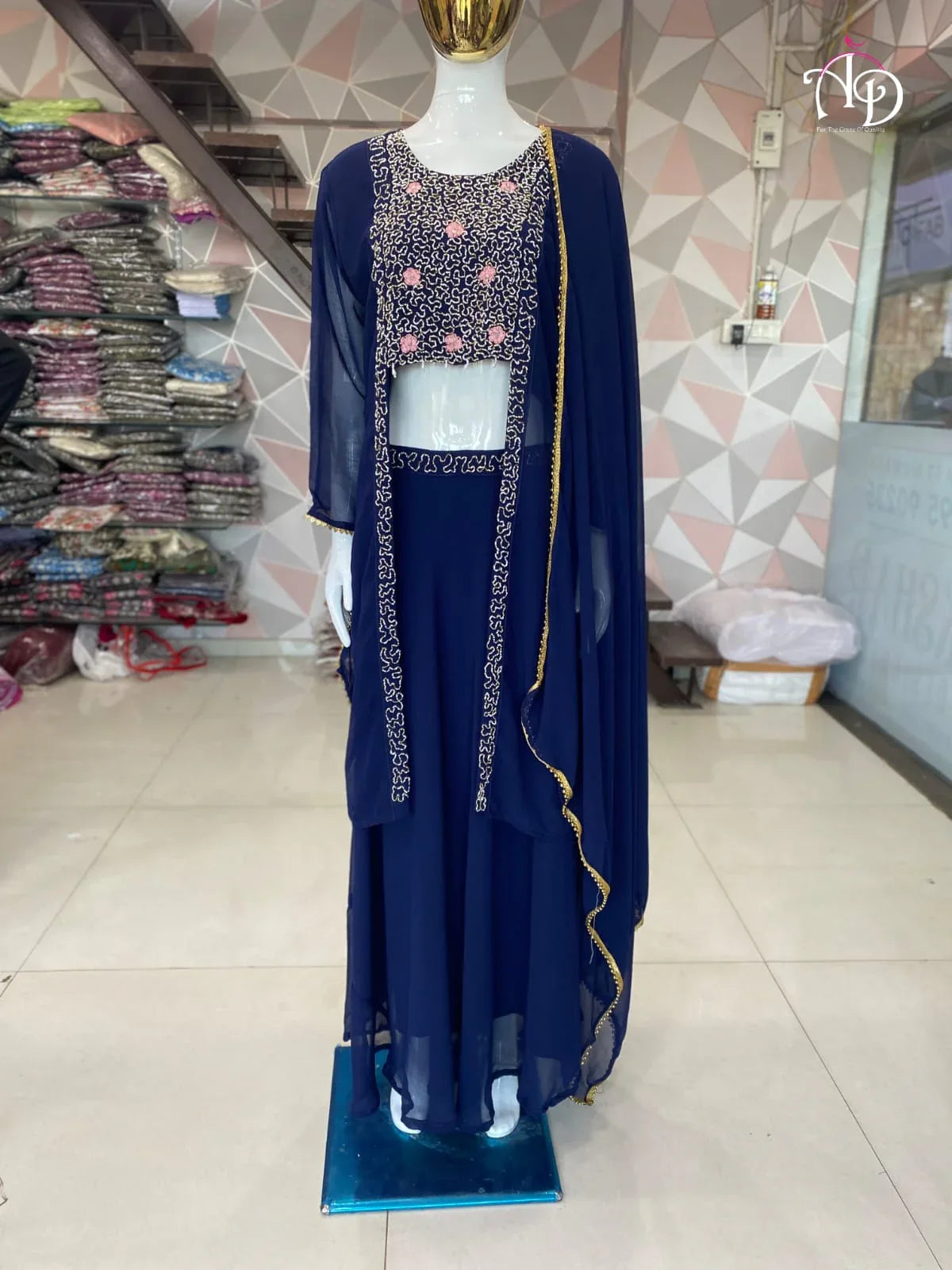 Party Wear Designer Indo Western Top With Flared Skirt Anant Tex Exports Private Limited