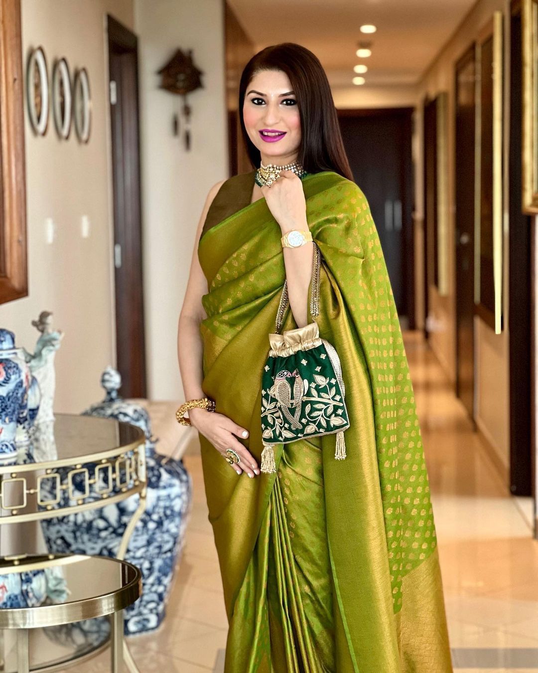 Lichi Silk Banarasi Saree Anantexports