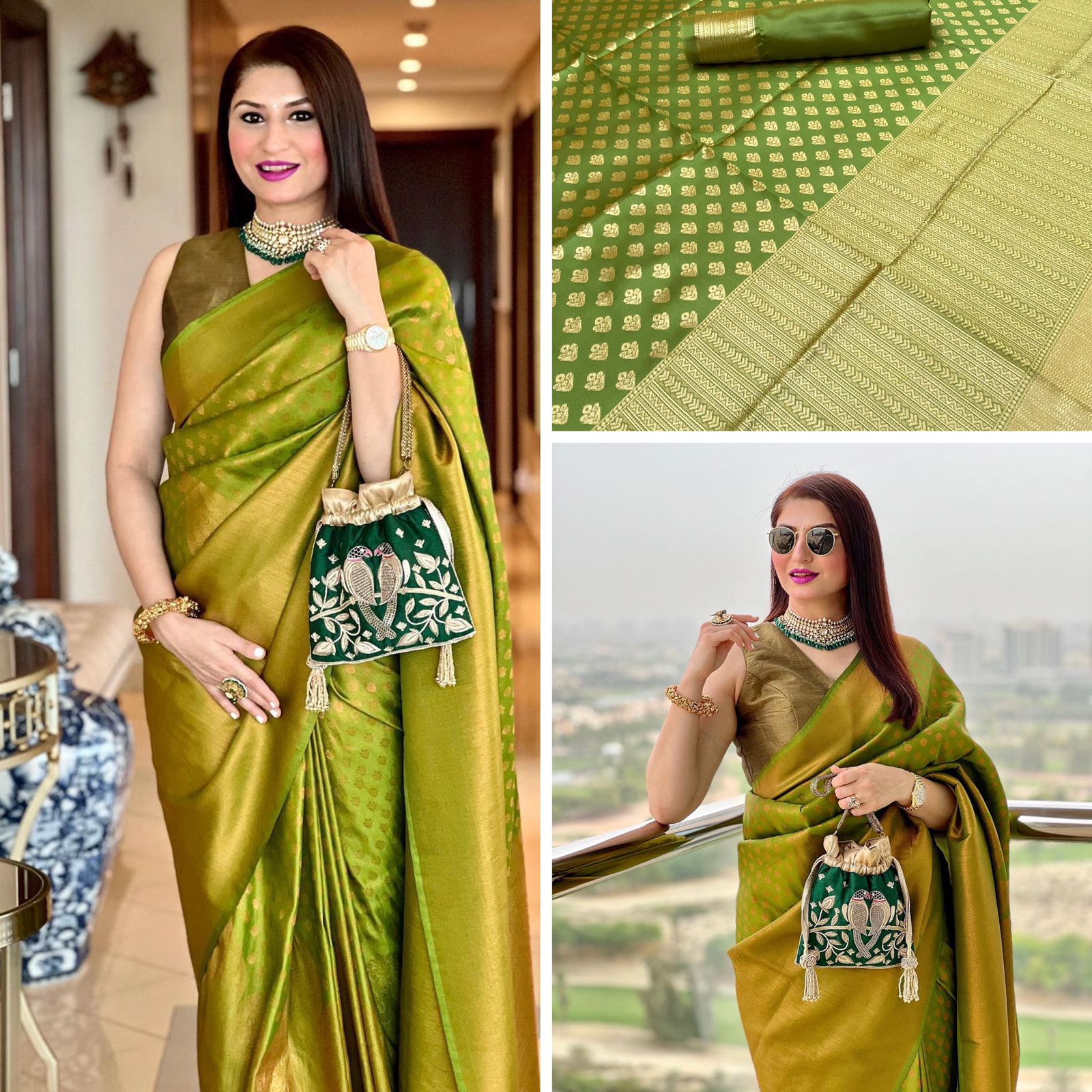 Lichi Silk Banarasi Saree Anantexports