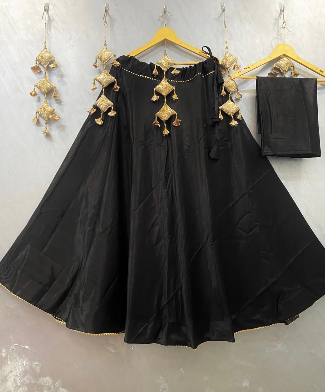 Plain Gaji silk skirt Lehenga Anantexports