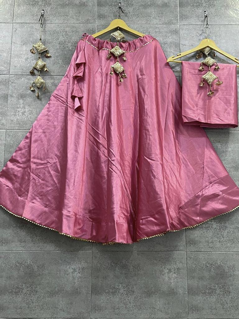 Plain Gaji silk skirt Lehenga Anantexports