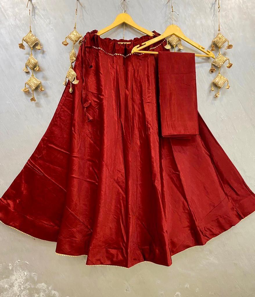 Plain Gaji silk skirt Lehenga Anantexports