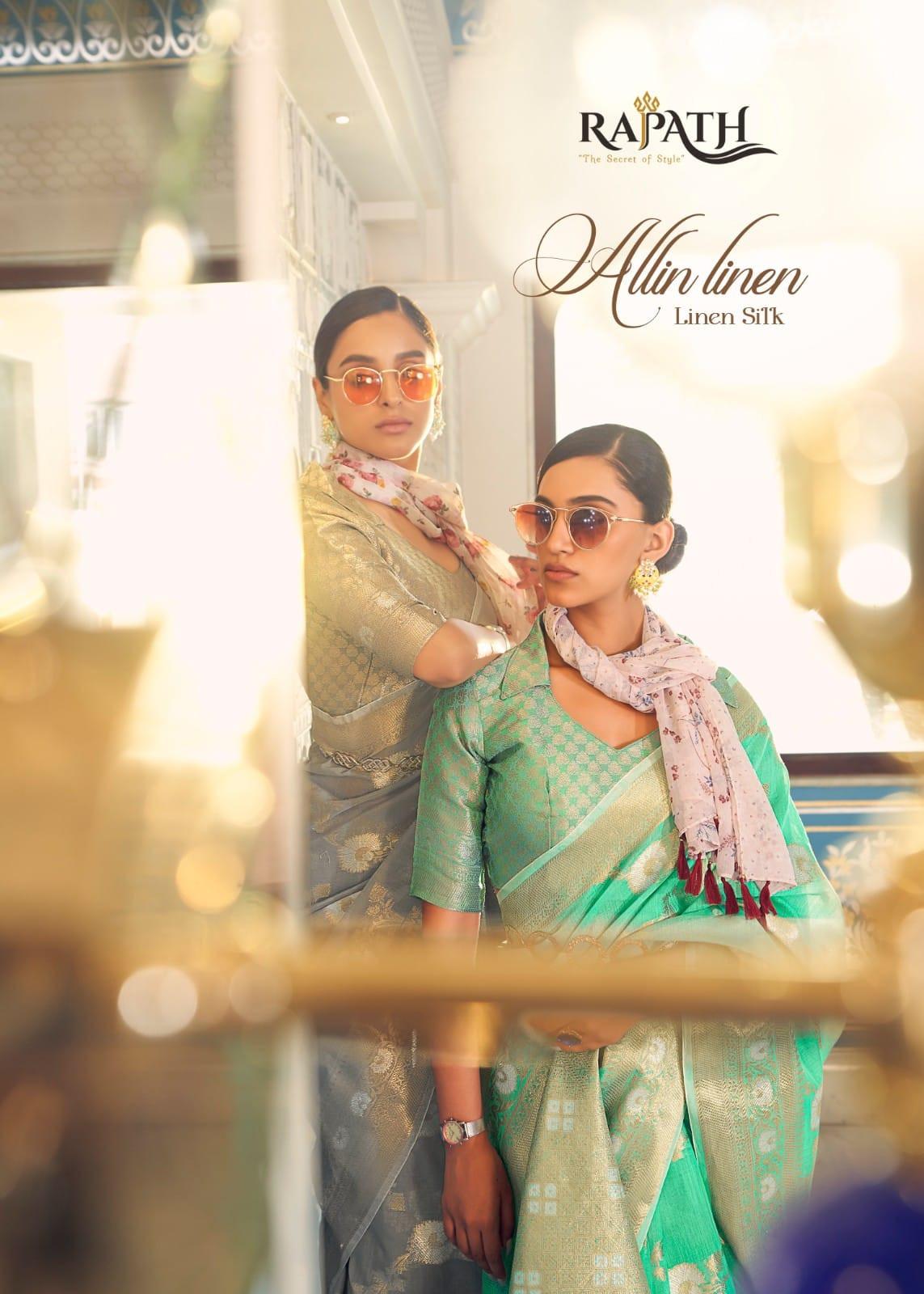 Rajpath Pure Allin Linen Saree - Anant Exports